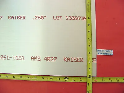 1/4  X 16 X 12  ALUMINUM 6061 Sheet Plate .250  Thick T6 New Flat Mill Stock • $34.62