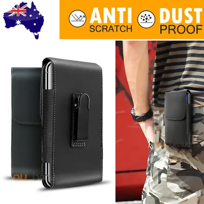 For HUAWEI OPPO HTC SONY Leather Case Holster Pouch Cover With Belt Clip Black • $8.39