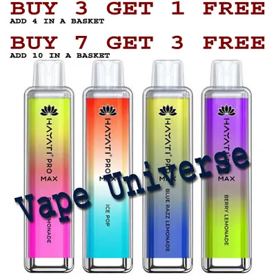 HAYATI Crystal Pro Max 4000 0% No Nicotine 4000 Puffs - Fast Dispatch • £9.95