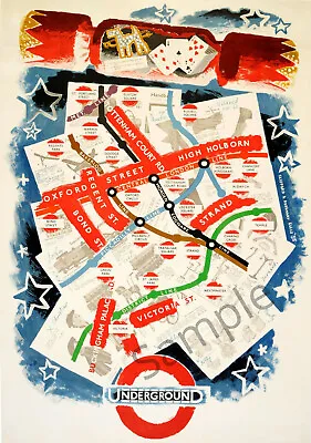 VINTAGE POSTER London Underground Railway TUBE Xmas Shopping Ad ART PRINT A3 A4 • £5.99