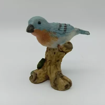 Vintage Blue Bird Perched On Tree Branch Resin Unbranded Holly Berries 2.5  • $11.99