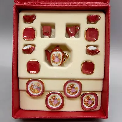 Reutter Porzellan Red Luster Dish Set Dollhouse Miniature 1:12 • $49.99