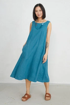 £56.25 • Buy Seasalt Women's Dress - Blue Cresting Waves Sleeveless Linen Dress - Regular - D