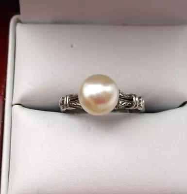 Mikimoto Sterling Silver Pearl Ring Size 6.5 [R202] • $119