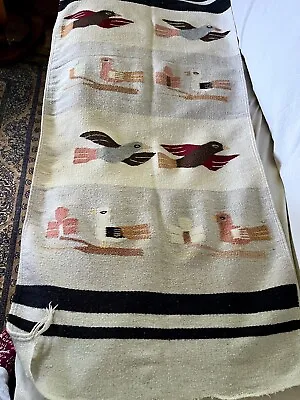 $34.99 • Buy Vintage Zapotec Wool Handwoven Wall Hanging/Tapestry/Rug Birds 54x25 Oaxaca Art