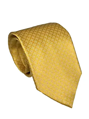 BRIONI Gold Diamond Geometric 100% Silk Thick Woven Extra Long Tie 63 X 3.5 • $49.99