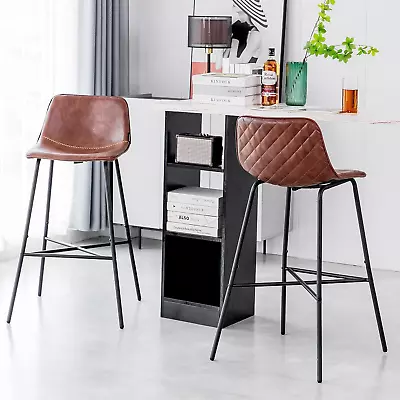 Barstools With Backs - Modern 24 Inch Leather Counter Stools Set Of 2 | Kitchen • $123.27