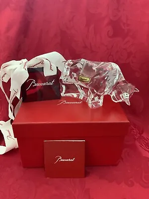 NIB FLAWLESS Clear BACCARAT France Art Crystal WALL STREET BULL BUFFALO Figurine • $450