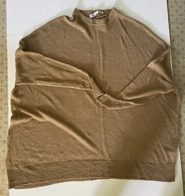 Zara Oversized Linen Sweater Dolman Sleeve Lightweight Coastal Grandma Brown XS • $25