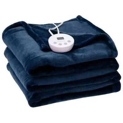 Posh 62  X 84  Twin Size Electric Heated Throw Blanket With Timer-Navy • $104