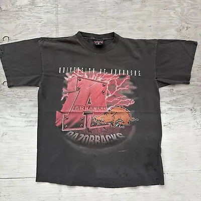 Vintage 90s Magic Johnson T’s NCAA Arkansas Razorbacks Lighting Shirt Sz XL • $145