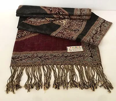 Vintage PASHMINA 100% Pashmina Cashmere Scarf Wrap Shawl 64” X 27” NOS • $25