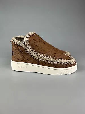 MOU Eskimo Brown Leather Crochet Apper Ankle Boots Size 40 • $189