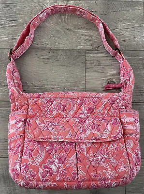 Vera Bradley Tote Shoulder Bag Hope Toile Pink Orange White Floral Birds • $28
