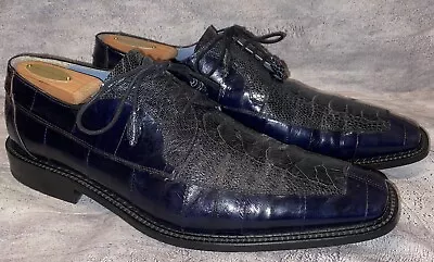 Mezlan Platinum Genuine Ostrich Alligator EXOTIC Derby Oxford Dress Shoes 10.5 M • $175.45