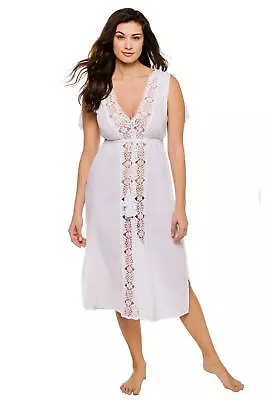 La Blanca Women Standard Tie Front Midi Dress Cover Up White Size S 1284 • $41.20