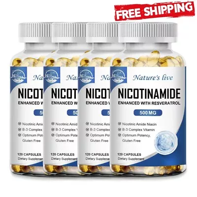 6 Bottles Nicotinamide Resveratrol 500MG Anti-aging NAD Supplement 120 Capsules • $12.69