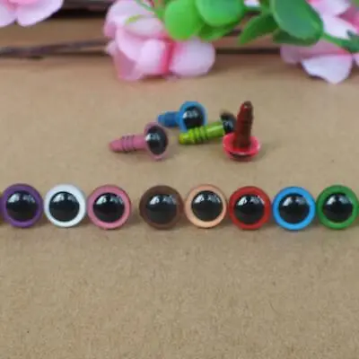 100pcs 8mm Color Random Plastic Safety Eyes For Doll Animal Puppet S9L2 S6B9 • $7.92