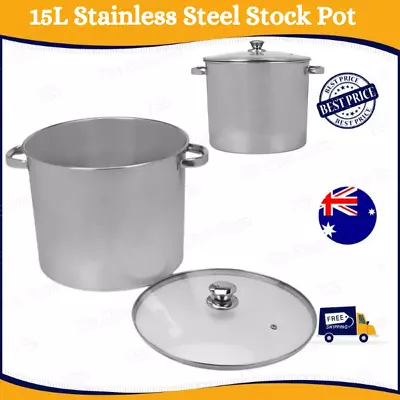 15L Cookware Stock Pot Large Stainless Steel Cooking Sauce Kettle Stock Soup Pot • $24.99