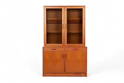 Mid Century Danish Teak China Cabinet Or Bookcase Wall Unit • $4275