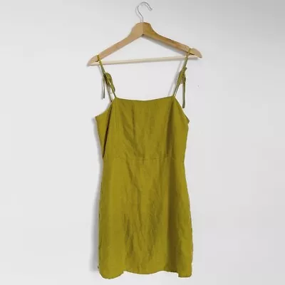 Gorgeous Olive Green Zulu & Zephyr Linen Dress With Tie Straps - 6 / Xxs 🫒 • $40