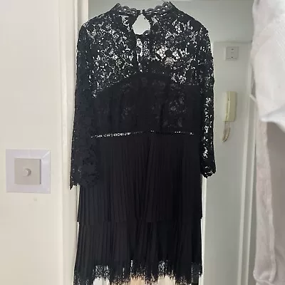 Zara Lace Pleated Black Dress XL • £4.99