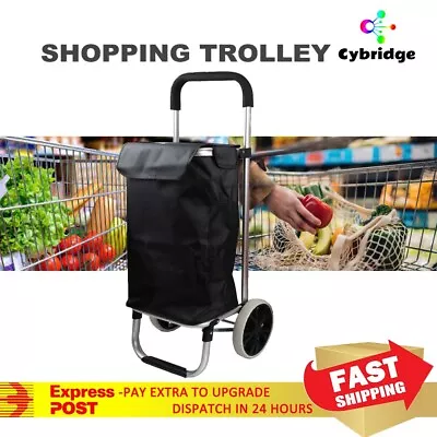 Aluminium Shopping Trolley Cart Grocery Foldable Luggage Wheels Basket Bags AU • $50.99