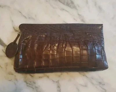 Gorgeous Vintage Genuine Crocodile Clutch Bag Purse With  Accessories • $245