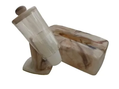 Vintage Dixie Cup Bathroom Dispenser Holder & Tissue Box Cover Faux Marble Onyx • $29.99