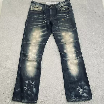 AKOO Jeans Mens 36 Distressed Dark Wash Denim Pants Bleached • $39.99
