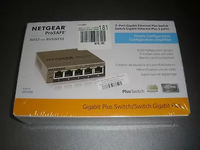 NetGear ProSafe GS105E 5-Ports Gigabit Ethernet Plus Switch GS105E-200NAS • $19.95