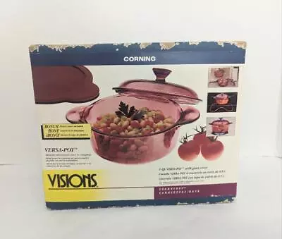 PYREX Visions 1 Qt Pot Cranberry New In Box Versa-Pot Vintage 1995 • $19.95