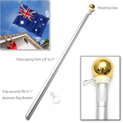 £6.59 • Buy 5FT Wall Mounted Telescopic Aluminum Flag Pole Flagpole Mount Brac