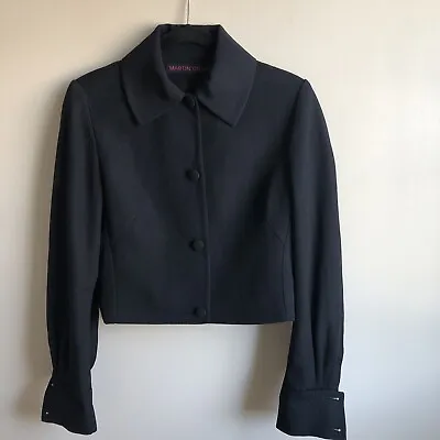 Martin Grant Women Midnight Blue Long Sleeves Lined Blazer Made In France Sz M • $250