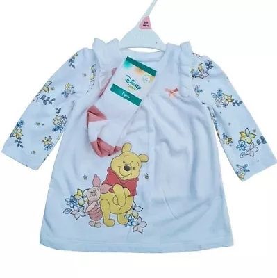 Disney Winnie The Pooh Dress Top & Tights Outfit For Baby Girl.  NEW • £11.99