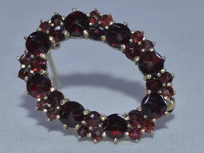 ORIGINAL Antique Czech Bohemian Natural Rose Garnet Brooch Pendant Victorian Vtg • $161.45