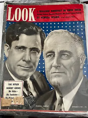 Look Magazine September 10 1940 Franklin Roosevelt Wendell Wilkie Complete • $25
