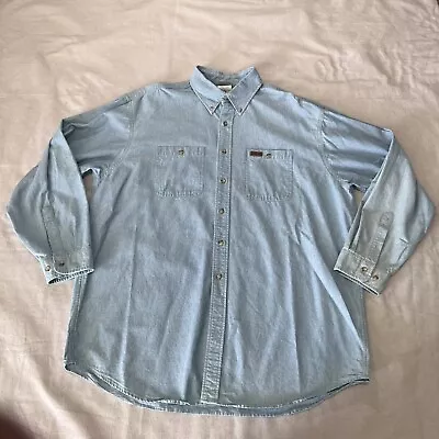 Carhartt Vintage Men's XL Button Down Long Sleeve Blue Work Shirt Regular Fit • $22.88