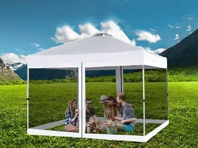 10x10 Pop Up Canopy Tent With NettingScreen Tent With SandbagWheeled Carry Bag • $149.99