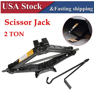 Heavy Duty 2 Ton Scissor Jack +Handle For Car Van Auto Garage Tire Change Quick • $26.99