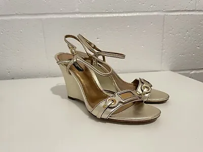 DOLCE  & GABBANA  Leather Sandals Gold Sz 37 • $55