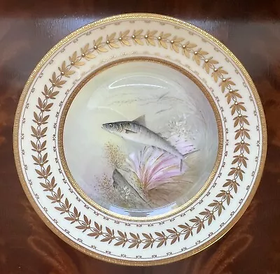 Minton Cabinet Plate Painted With Mackerel Fish • £195