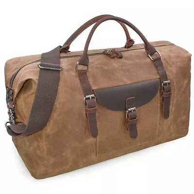 Mens Travel Holdall Duffle Bag Leather Weekend Overnight Bag Waterproof Large • £47.16