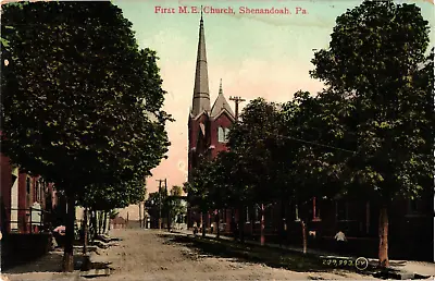1909 First M.E. Church Shenandoah Pennsylvania Religious Antique Postcard • $6.95