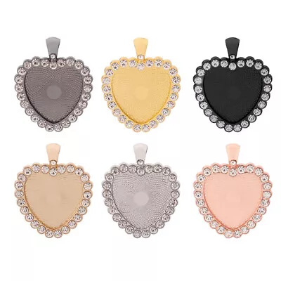 £4.79 • Buy 5 X 25mm Heart Rhinestones Pendant Tray Frame Blank Bezel Cameo Cabochon Setting