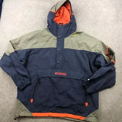 Vintage Columbia Jacket Mens Large Blue Orange Ski Anorak Pockets Hooded * • $38.98