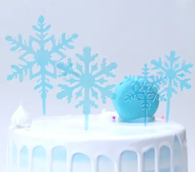 £3.49 • Buy 4Pc Snow Flake Xmas Cake Topper Birthday Party Happy Decoration Acrylic Supplies
