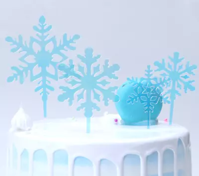 £3.49 • Buy 4Pc Snow Flake Xmas Cake Topper Birthday Party Happy Decoration Acrylic Supplies