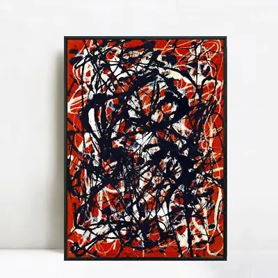 Framed Canvas Free Form By Jackson Pollock Abstract Wall Art  Home Decor 28 X40  • $142.99