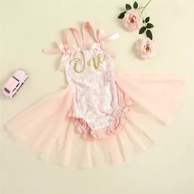 Baby Girl 1st Birthday Outfit Lace Gold Peach Romper Photoshoot Cakesmash • $39.99